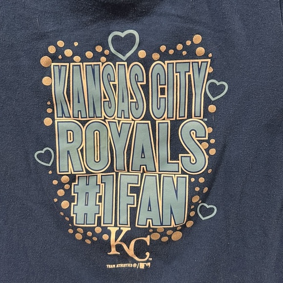 Kansas City Royals Womens Crew Neck Blue Short Sleeve Baseball Club Size 14/16 - Picture 2 of 4